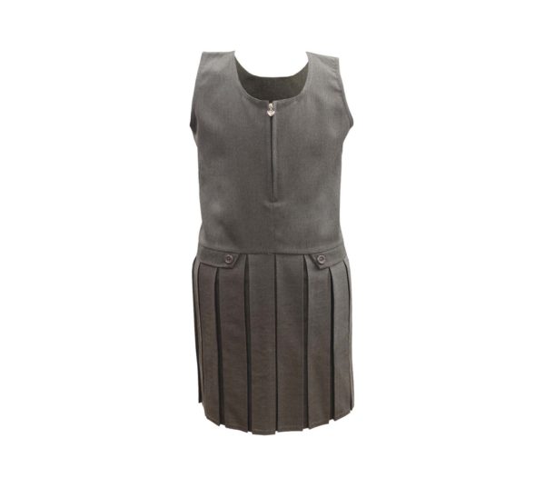 Grey Zip Front Pinafore Dress