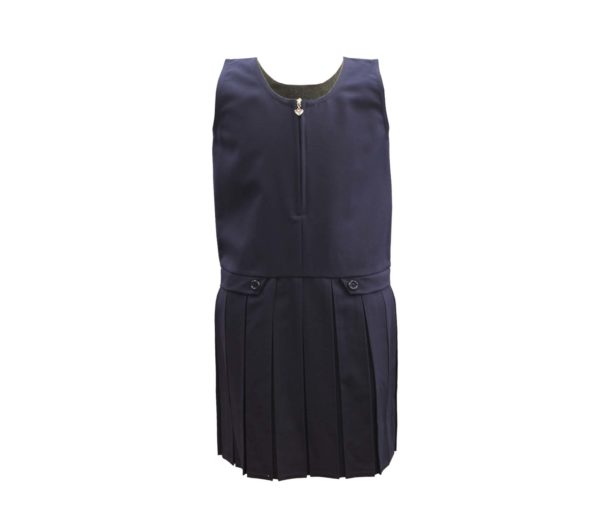 Navy Blue Zip Front Pinafore Dress