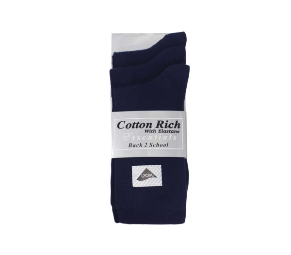 Three Pack Short Navy Cotton Socks