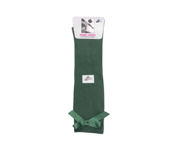 Bottle Green Knee High Bow Socks